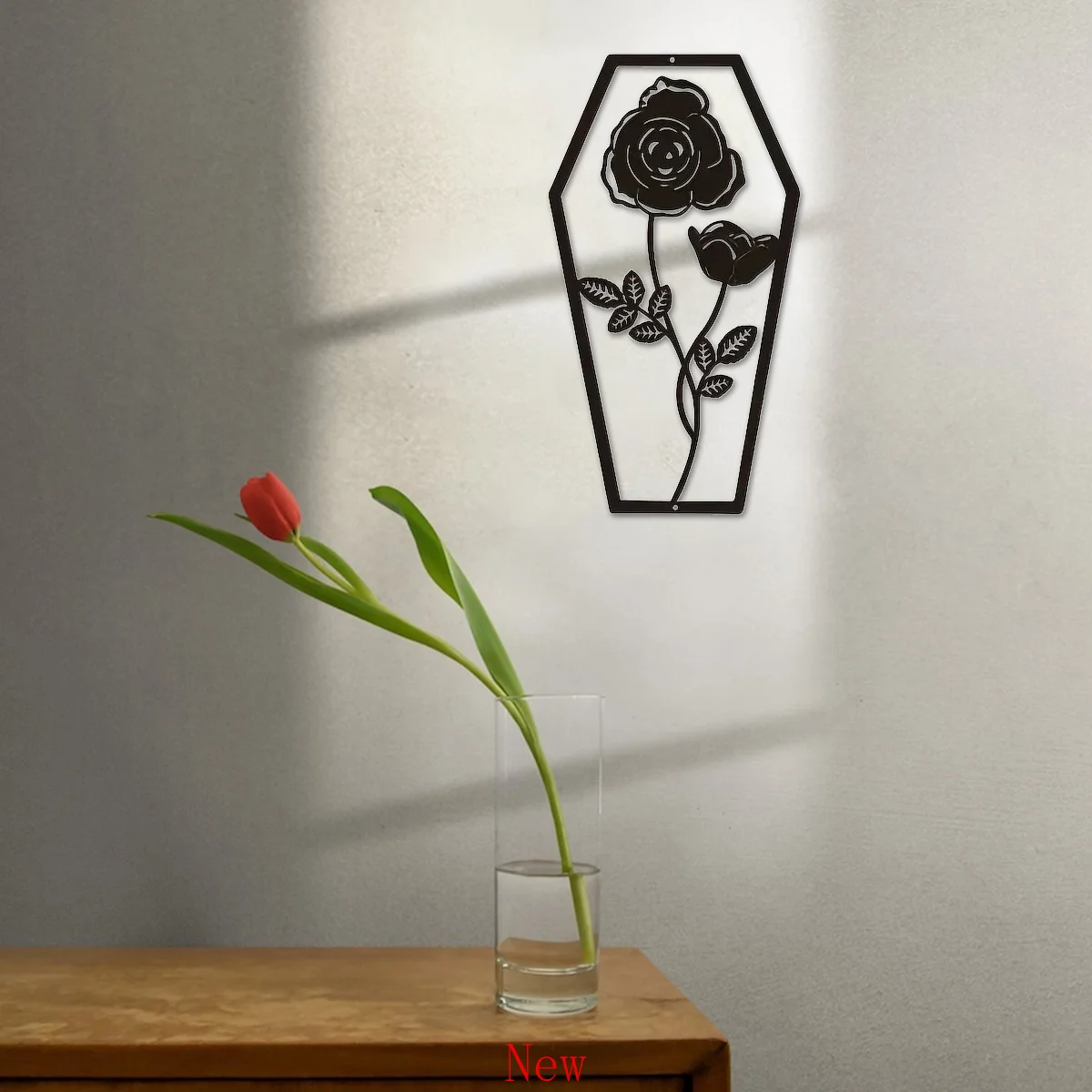 Metal Rose Coffin Metal Art Halloween Coffin Rose Wall Sculpture Halloween Home Decoration Halloween Coffin Rose Gothic Style Wa
