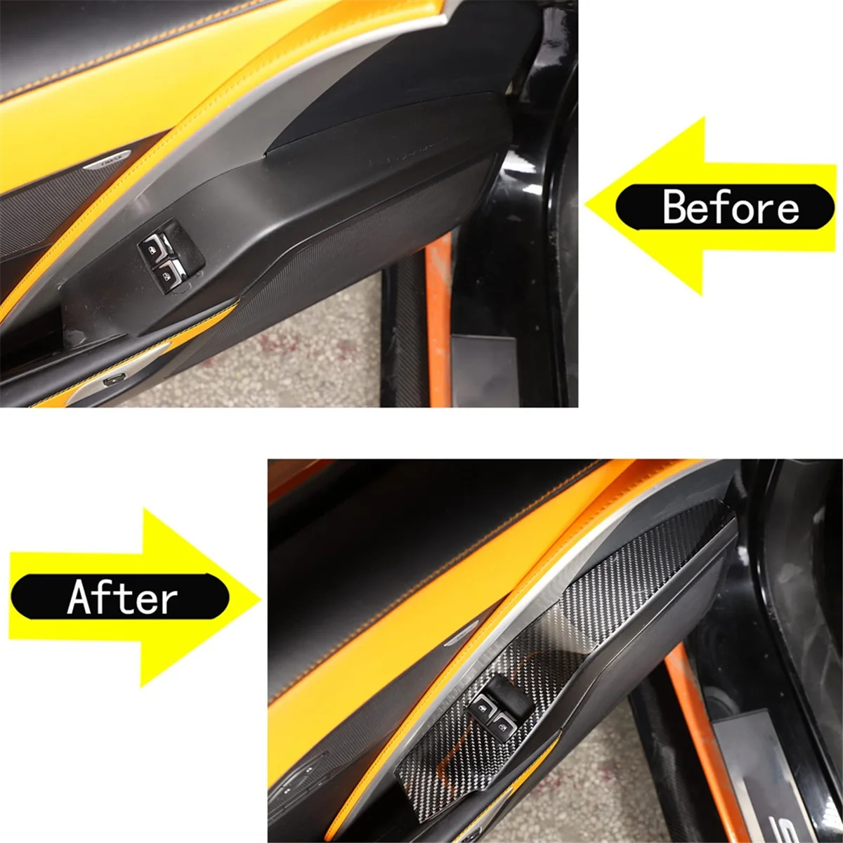 Per Corvette C7 2014-2019 Soft Carbon Fiber Car Window Lift Switch Panel Cover Trim Sticker Accessori