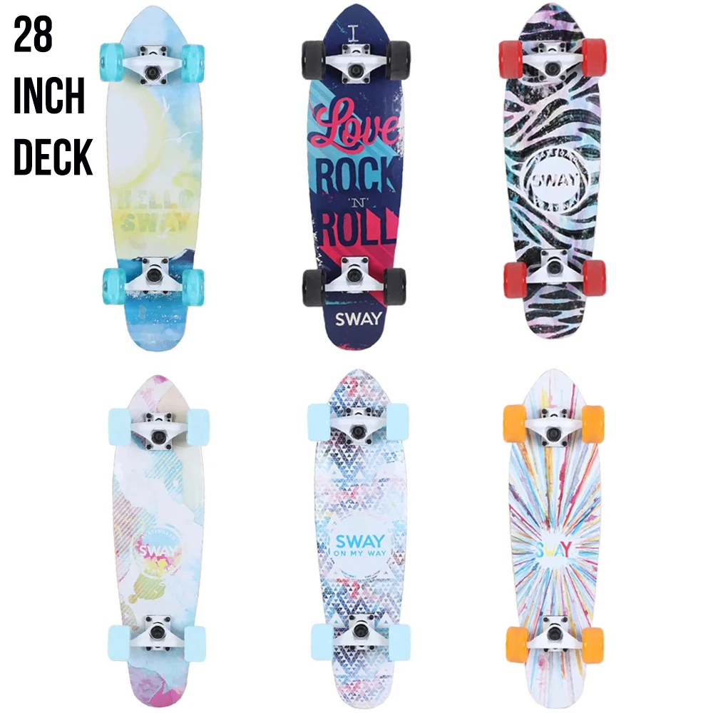 Skateboard Maple Long Board Cruiser, Penny Board Completo Assemblato, Ponte Acero 7-Tier, Scooter Sport Skate Adults, 27 Inch