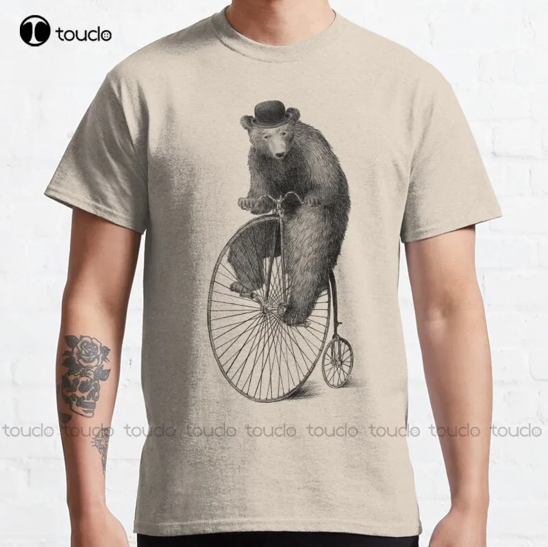 New Morning Ride Bear Bicycle Penny Farthing Cute Funny Vintage Classic T-Shirt In Cotone T-Shirt S-3Xl T-Shirt Regalo Personalizzata