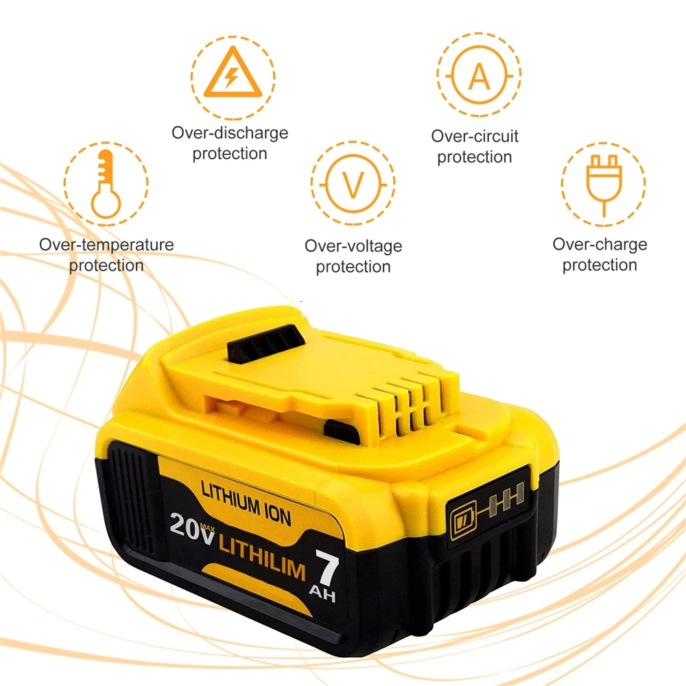 18V 20V 6.0Ah Rechargeable Lithium Ion Power Tools Battery For De-Walt Dcb180 Dcb181 Dcb200 Dcb205 Battery Pack