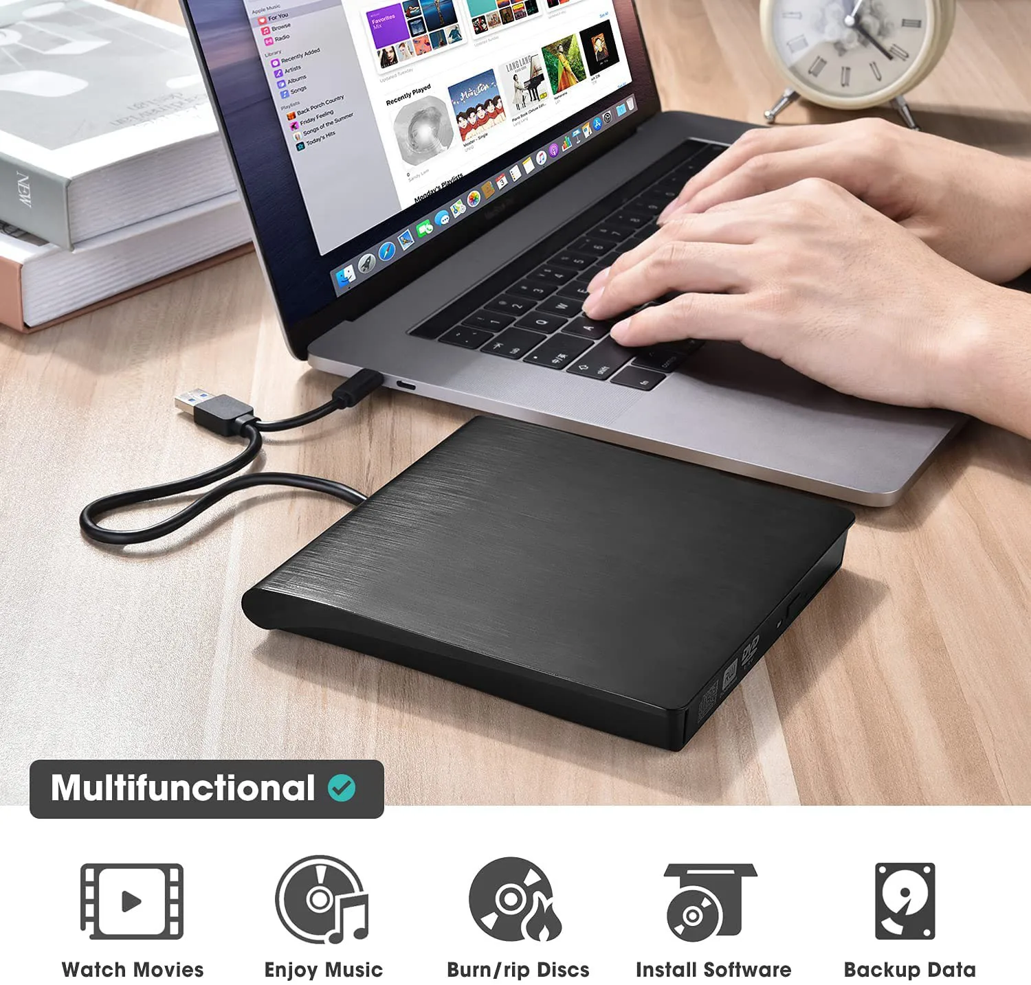 Unità Ottica Esterna Usb 3.0 Bd-Rom Bruciatore 4K 3D Lettore Blu-Ray Cd/Vcd/Dvd Writer Recorder Per Macbook 13.3 14 15 16 Air A1466
