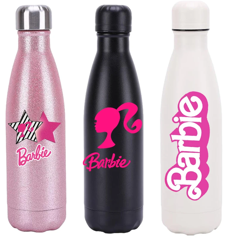 Kawaii New Barbie Thermal Water Bottle Anime Fashion Portable Long Lasting Keep Cold Thermos Insulation Mug Gift