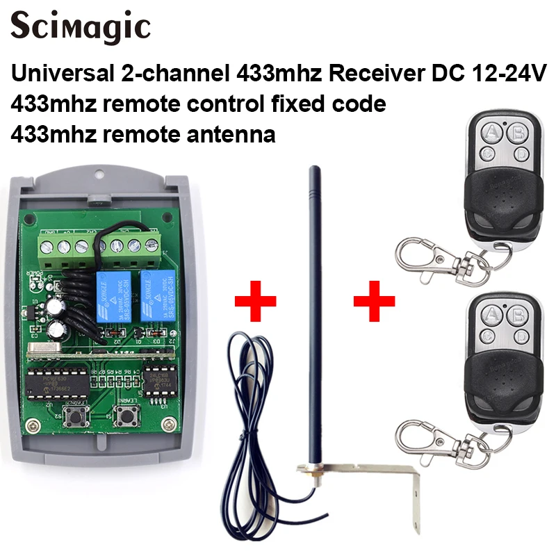 2 Canali Porta Del Garage Di Controllo Remoto Ricevitore 433Mhz + 433Mhz Duplicatore Di Controllo Remoto + 433Mhz Antenna