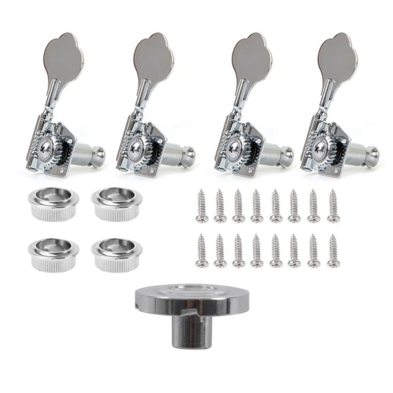 1X Pure Vintage -Style Jazz Bass/Precision Bass String Guide - Chrome E 4Pcs Guitar Tuning Pioli Elettrico Bass Tuner Peg