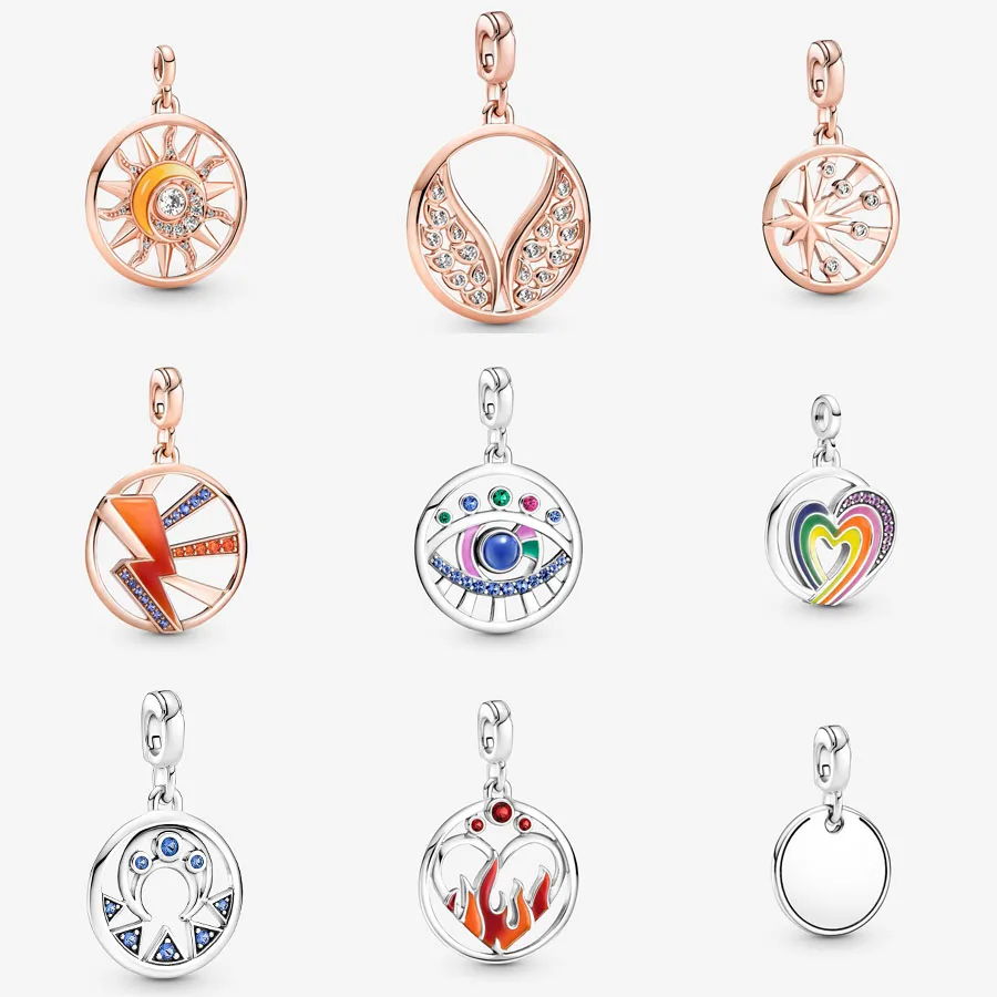 Nuovo 925 Sterling Silver Me The Eye Medaglione Fit Me Pandora Bracciale Me Rainbow Heart Of Freedom Medaglione Charm Gioielli Fai Da Te