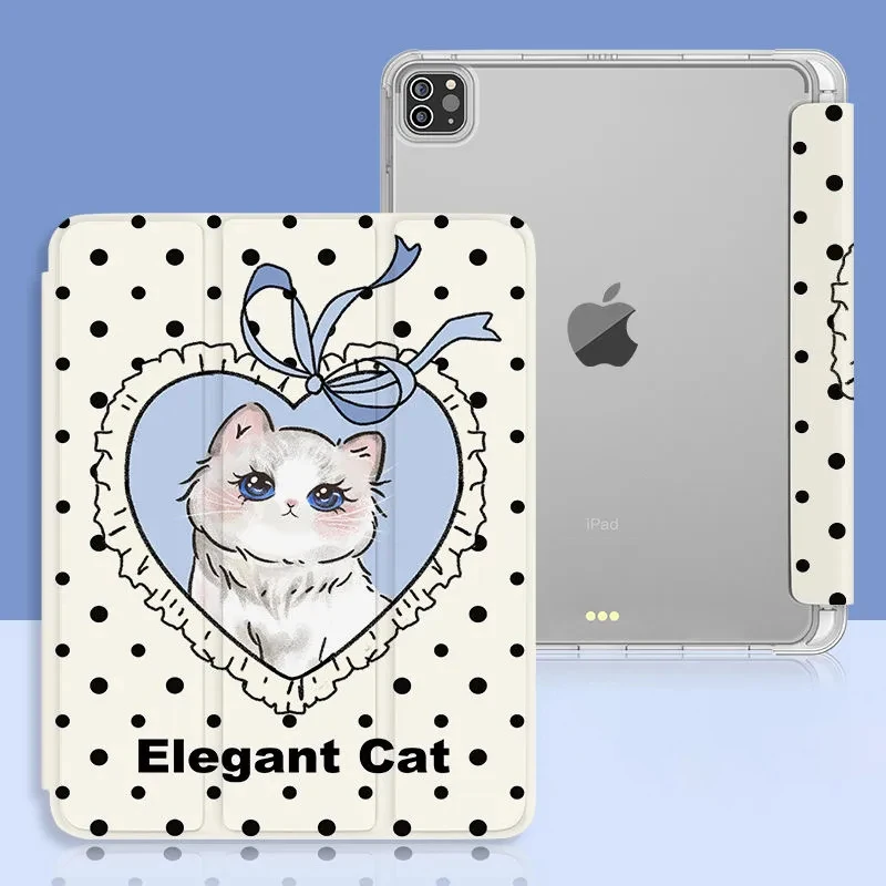 Cute Cartoon Animal Cat For A Ipad Tri-Fold Flip Cover Ipad Tablet Case Ipad Pro Case Ipad Pro 12.9 Case Ipad Pro 11 Pollici Case