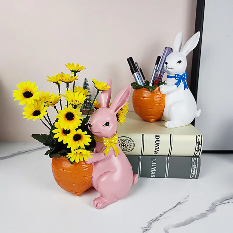 Homhi Carino Coniglio Portapenne Accessori Decorazione Della Casa Per Soggiorno Para Casa Scultura Animale Hbj-115