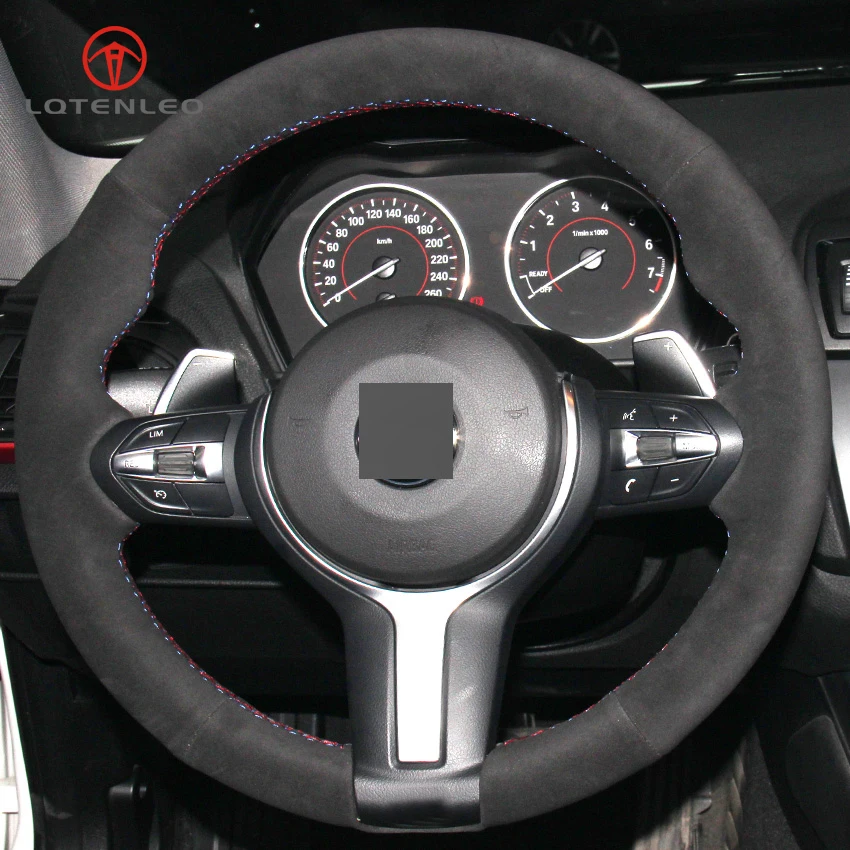 Lqtenleo Nero Auto Volante In Pelle Scamosciata Copertura Della Ruota Per Bmw (M Sport) 1 Serie F20 F21 M135I M140I M235I M240I X1 F48 X2 F39 X3 F25