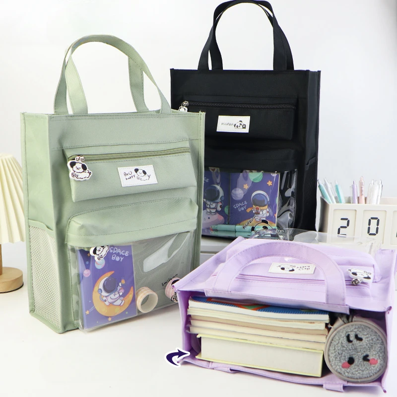 Cute Cartoon Animal Portable File Handbag Multi-Functional Large Capacity Student Book Test Paper Stationery Tutorial Storage