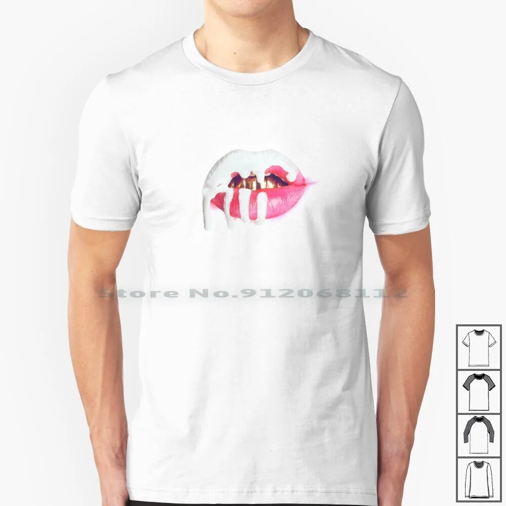 Maglietta Maglietta 100% Cotone Kendal Lips Lip Fans Art