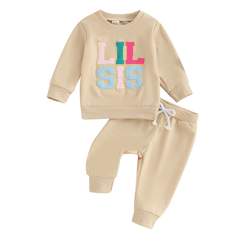 Big Sister Little Sister Matching Outfit Toddler Big Lil Sis Felpa Girocollo Pantaloni Jogger Autunno Inverno Vestiti