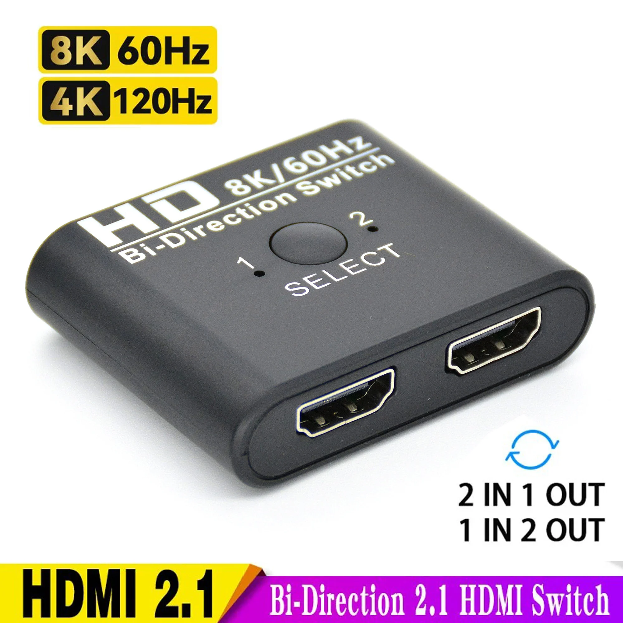 Splitter Bidirezionale Hdmi 8K 60Hz Switch Kvm Hdmi 1X 2/2X1 Switcher Compatibile Hdmi 2 In 1 Out Per Adattatore Switcher Box Tv Ps4/3