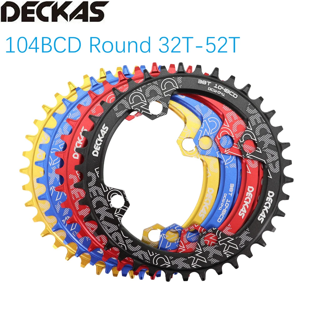 Deckas Bike Chainring Round 104 Bcd 30T 32T 34T 36T 38T 40T 46 48 50T Mtb Bici Da Strada Mountain Chainwheel 104Bcd Downhill Cx
