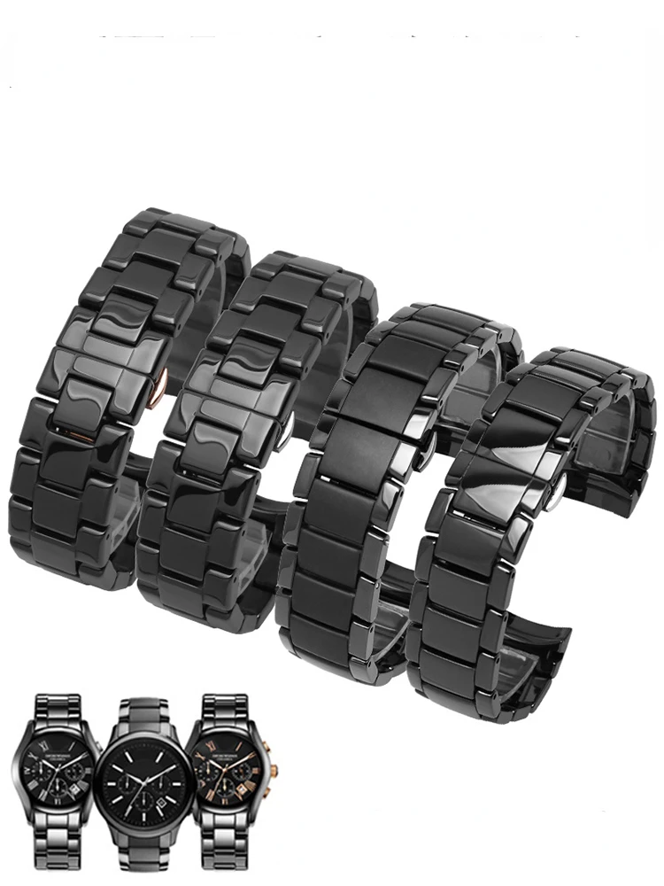 Cinturino In Ceramica Per Armani Ar1451 Ar1452 Ar1400 Ar1410 Ar0382 Cinturino Per Orologio Da Uomo Con Bracciale Da Cavaliere Bianco Nero