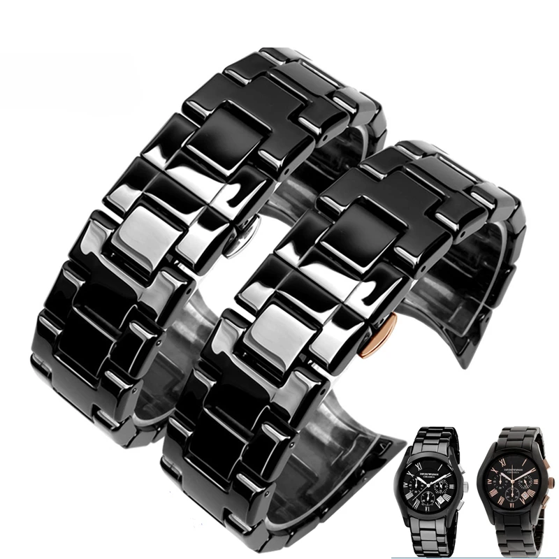 Per Armani Comodi Cinturini Traspiranti Ar1410 Ar1400 Ceramica Con Fibbia A Doppia Pressa Da Uomo Con Cinturino Per Orologio Da 22Mm