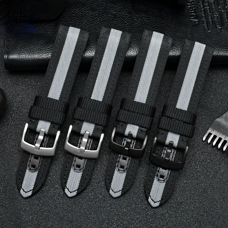 Cinturino In Tela Di Nylon Per Armani Nero Guerriero Ar1732 1948 1979 1970 Ar60008 Impermeabile A Prova Di Sudore Cinturino Da Uomo 20 22Mm