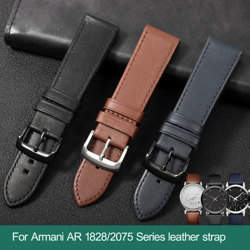 Per Cinturino Per Orologio Armani Ar1692 2075 1732 1828 1694 Ax2098 Cinturino Per Orologio In Vera Pelle Nero Marrone Blu Per Me 20Mm 22Mm