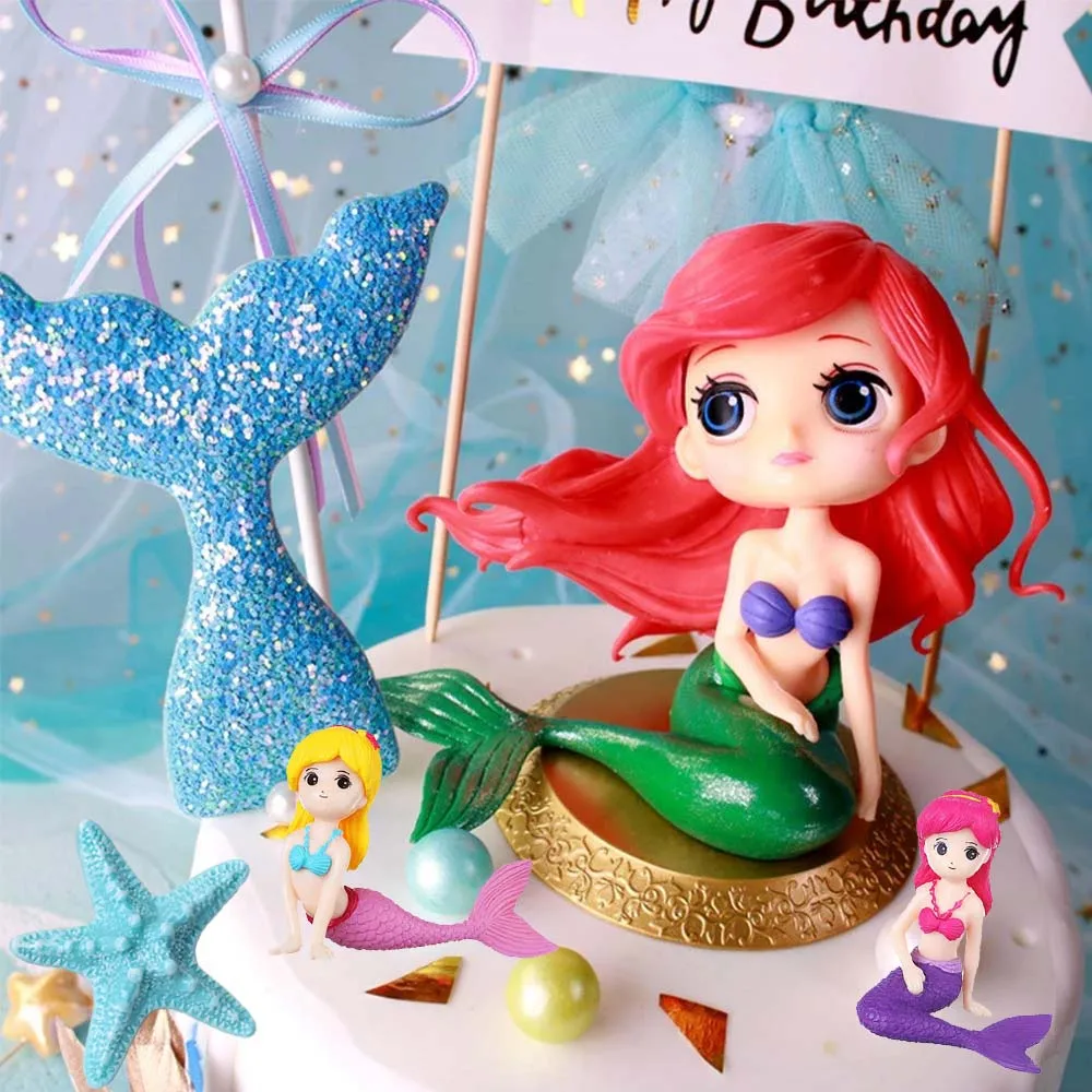 Mermaid Cake Topper Kawaii Doll Mermaid Birthday Cake Decoration Girls Birthday Party Supplies Decorazioni Per Matrimoni Baby Shower Favors