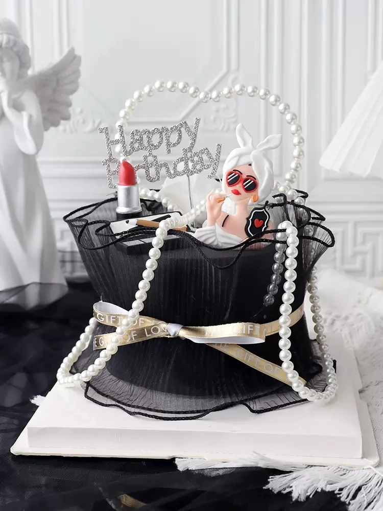 New Wedding Lady Dress Cupcake Topper Rossetto Pearl Makeup Cake Topper Girl Birthday Cake Decorazioni Forniture Per Feste Di Matrimonio