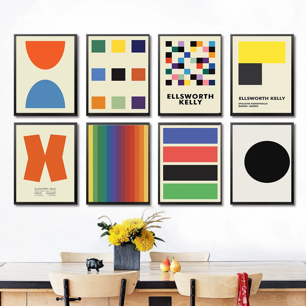 Ellsworth Kelly Semicerchio Geometrico Wall Art Exhibition Poster Color Pattern Nine Square Museum Of Modern Art Prints Decoration