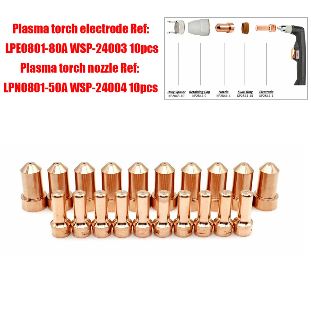 20 Pz Kp2844-1 Elettrodi Plamsa Kp2844-3 Punte Per Tomahawk 1000 Lc65 Elettrodo Al Plasma Kit Di Ugelli Al Plasma Strumenti Di Saldatura
