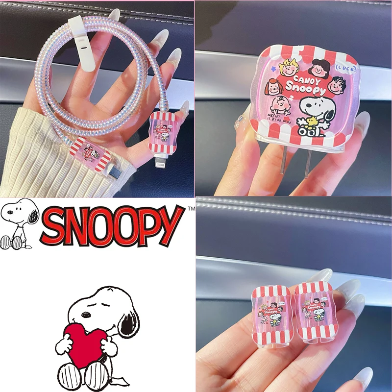 Snoopy Cartoon Silicone Charger Custodia Protettiva 20W Power Apple Usb Cable Custodia Protettiva Anime Soft Charging Head Toys Gifts
