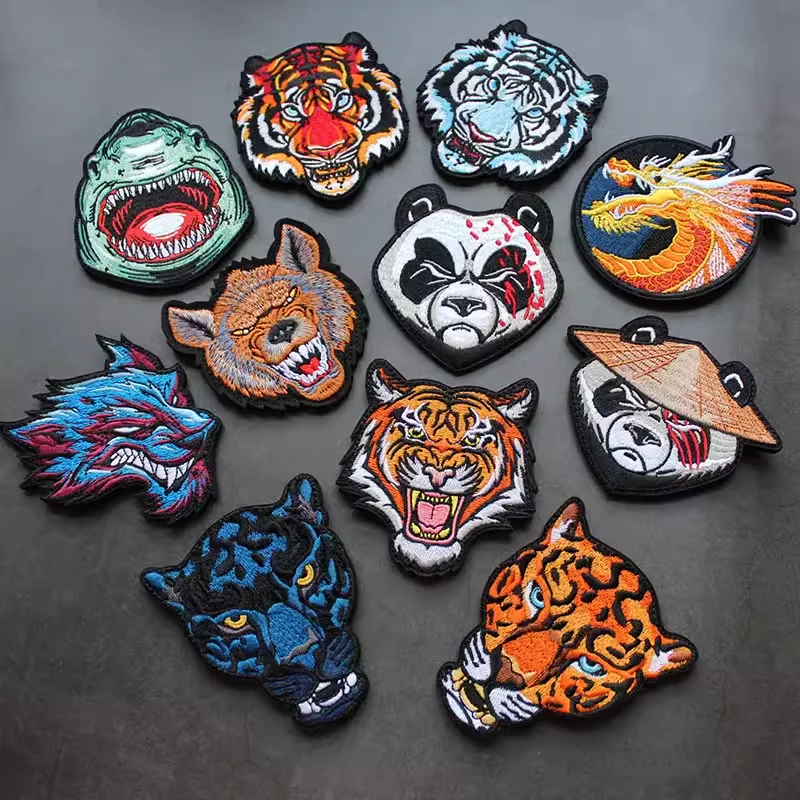 Hot Animal Series Armband Jungle Tiger Morale Bee E Drago Cinese Armband Wolf Howling Hook And Loop Patch Per Abbigliamento