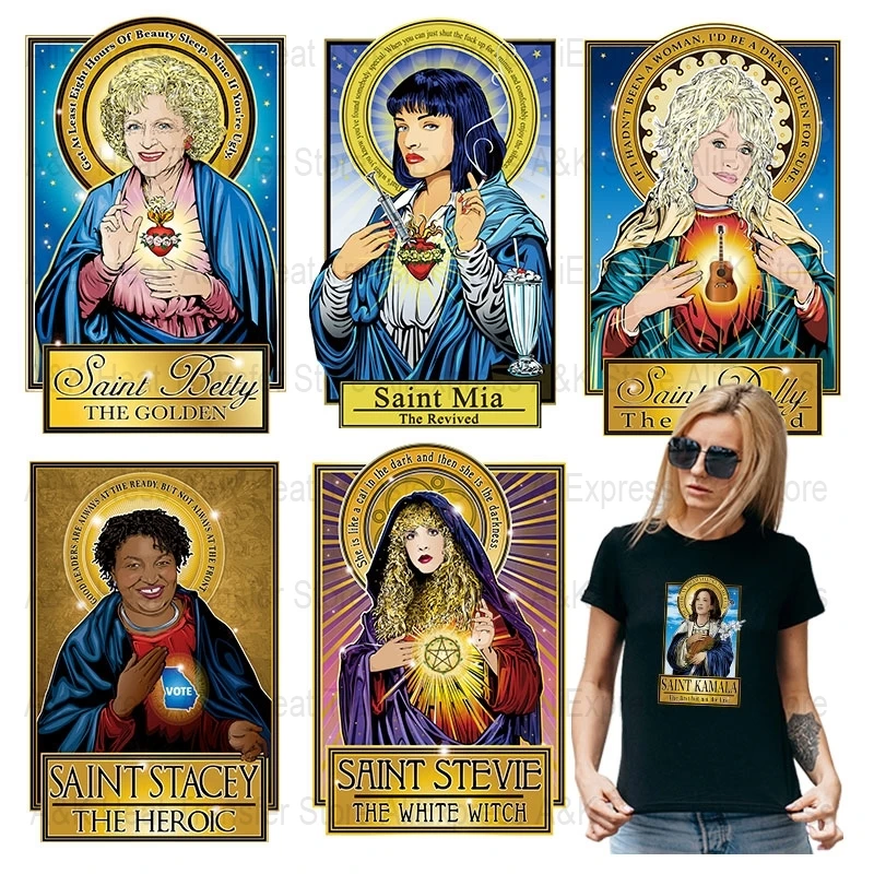 Adesivi Saint Series Donna Mia Trasferimento Di Calore Per Abbigliamento Patch Abbigliamento Stampa Stampa T-Shirt Decalcomanie Distintivi Applique Fa