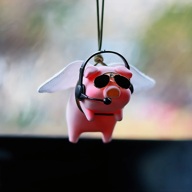 Cute Angel Pig Car Interior Decoration Accessori Flying Pig Auto Specchietto Retrovisore Ciondolo Per Accessori Interni Auto