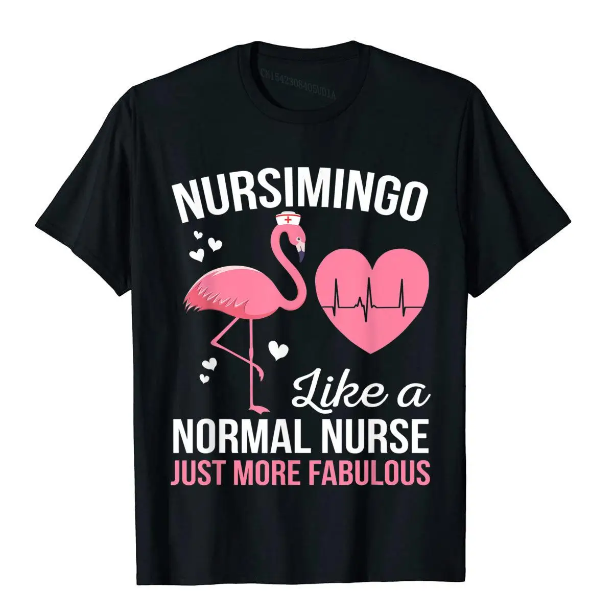Nursimingo Pink Flamingo Funny Nurse T-Shirt Coupon Magliette Da Uomo Harajuku Cotton Tops Tees England Style