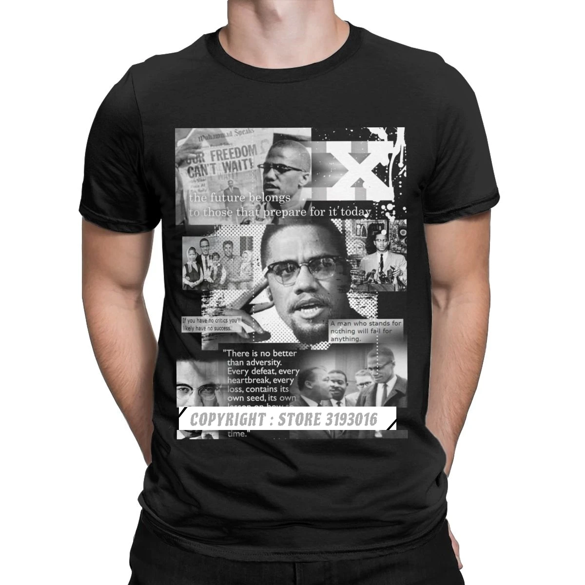 Coupon Gratuiti Moda Per Il Tempo Libero T-Shirt 3D Diritti Neri Africano Malcolm X Premium Cotton Hipster Streetwear T-Shirt Classica Uomo