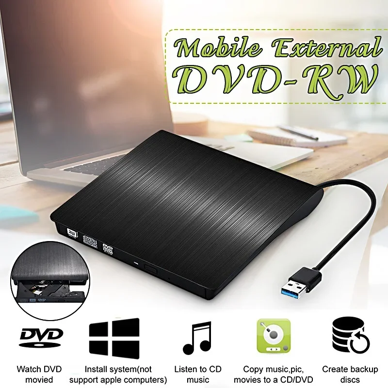 Lettore Dvd Esterno Registratore Di Trasferimento Dati Ad Alta Velocità Usb 3.0 Slim Writer Drive Burner Reader Player Per Laptop Pc Desktop Imacs