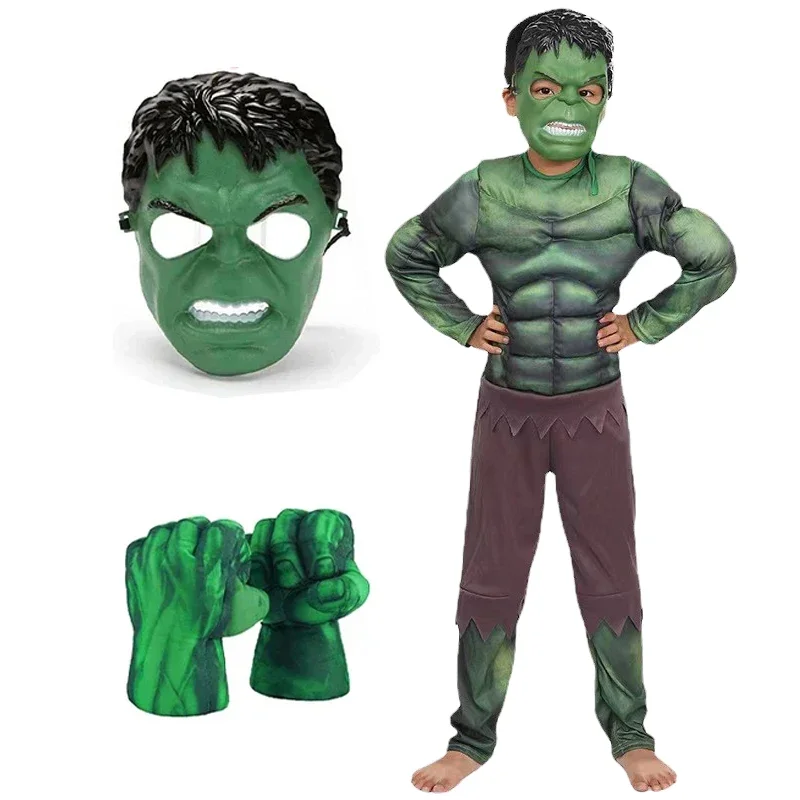Bambino Hulk Muscle Costume Superhero Hulk Cosplay Muscle Costume Mask Pugno Guanti Di Peluche Bambino Ragazzi Halloween Vestiti Di Natale