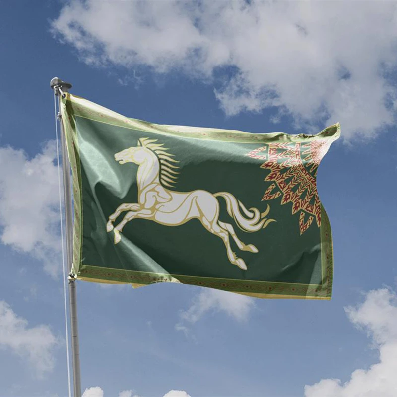 90X150Cm Impero Medievale Bandiera Reale Rohan Gondor Albero Di Cavallo Banner Età Media Bandiere Del Regno