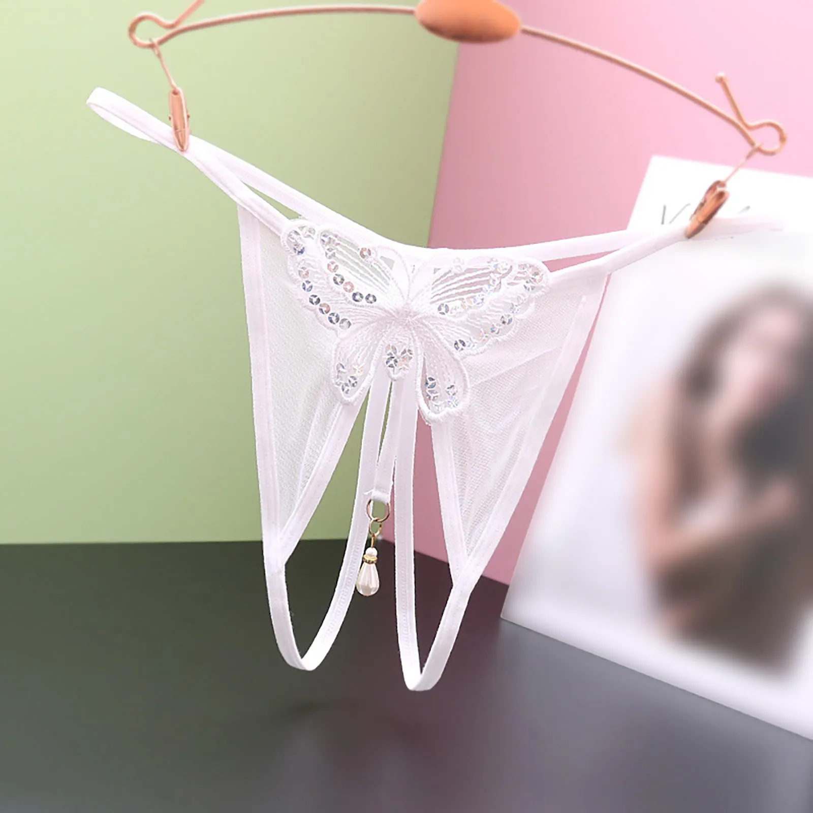 Donne Sexy Perizoma Erotico Con Apertura Sul Cavallo Tentazione G-String Tinta Unita Farfalla Ricamo Micro String Lenceria Para Damas