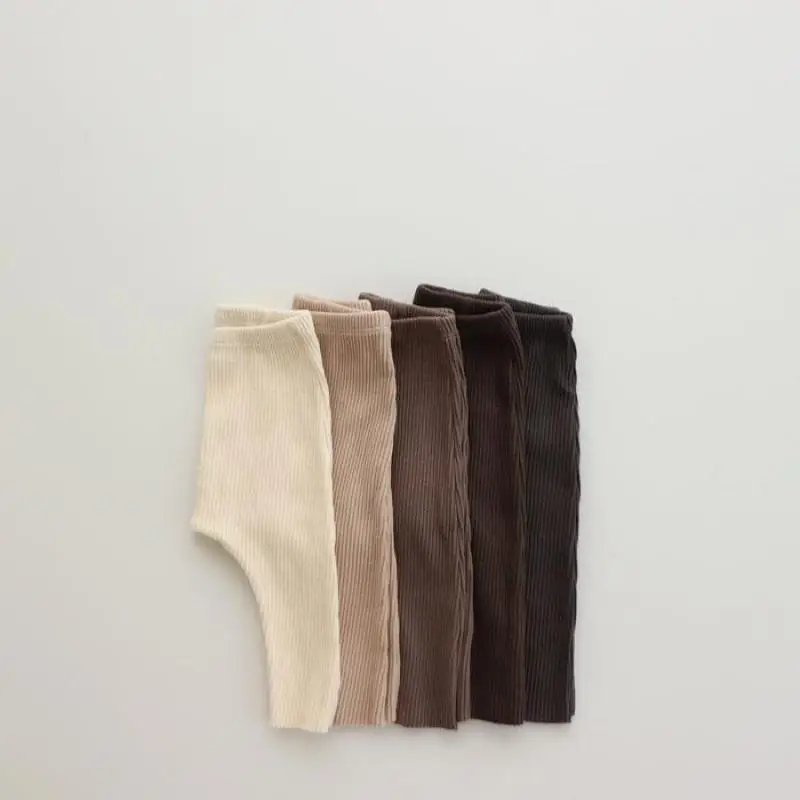 Primavera Autunno Ins Boy Girl Leggings A Coste Per Bambini Pantaloni Casual Attillati Solidi Pantaloni In Cotone Moda Infantile Vestiti Per Bambini