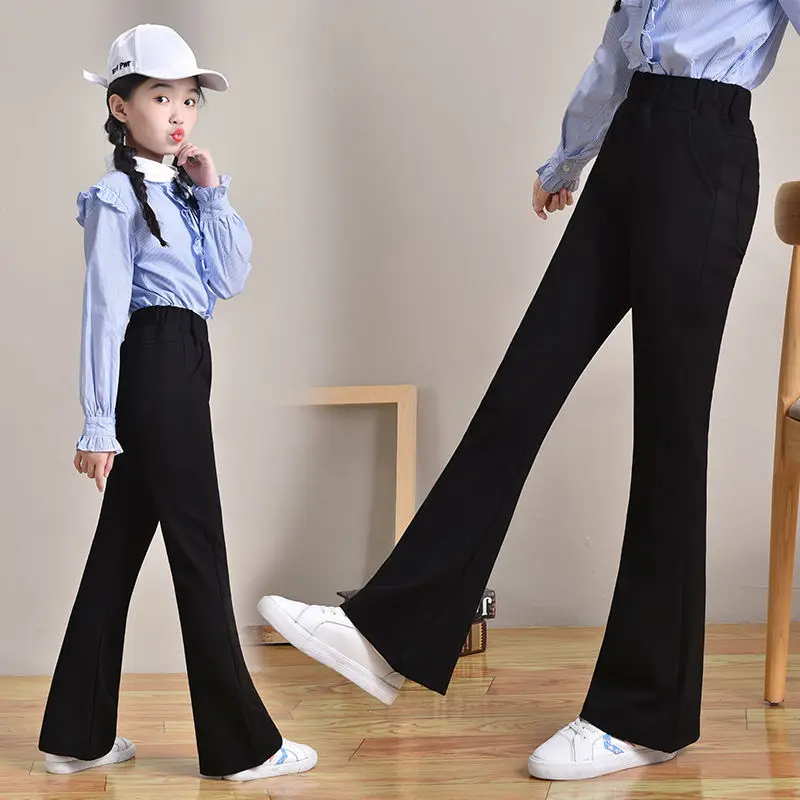 Autunno Primavera Ragazze Stile Coreano Casual Boot Cut Flare Pants 4-13 Anni Ragazze Pantaloni