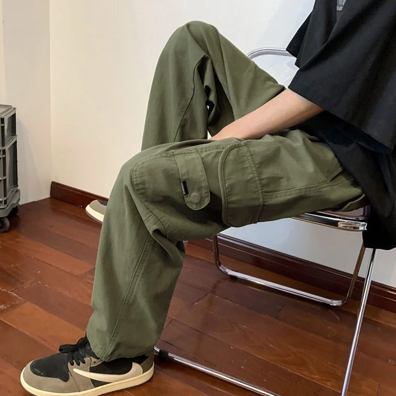 Eoenkky/ Army Green Cargo Pants Pantaloni Da Uomo Estivi Dritti Cityboy Giapponesi Unisex Vintage American Street Skateboard Pants