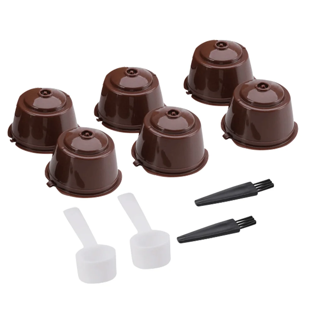 6 Pezzi Riutilizzabili Capsule Filtranti Per Caffè Shell Brown Coffee Filter Capsule Cup Food-Grade Pp Per Accessori Da Cucina Dolcegusto