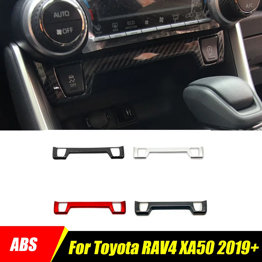 Carbonio/Rosso Per Toyota Rav4 2019-2023 Rav 4 Xa50 Car Central Control Trim Panel Cover Seat Heat Button Frame Accessori