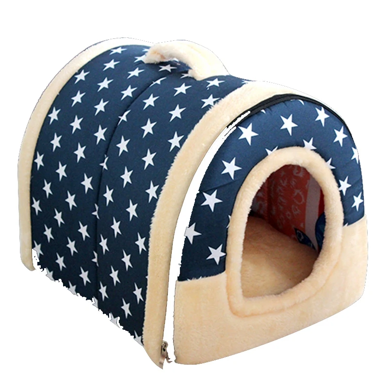 Soft Warm Star Pattern 2 In 1 Pet Nest Antiscivolo Dog Cat Bed Pieghevole Winter Soft Cozy Sleeping Bag Mat Pad Cuscini