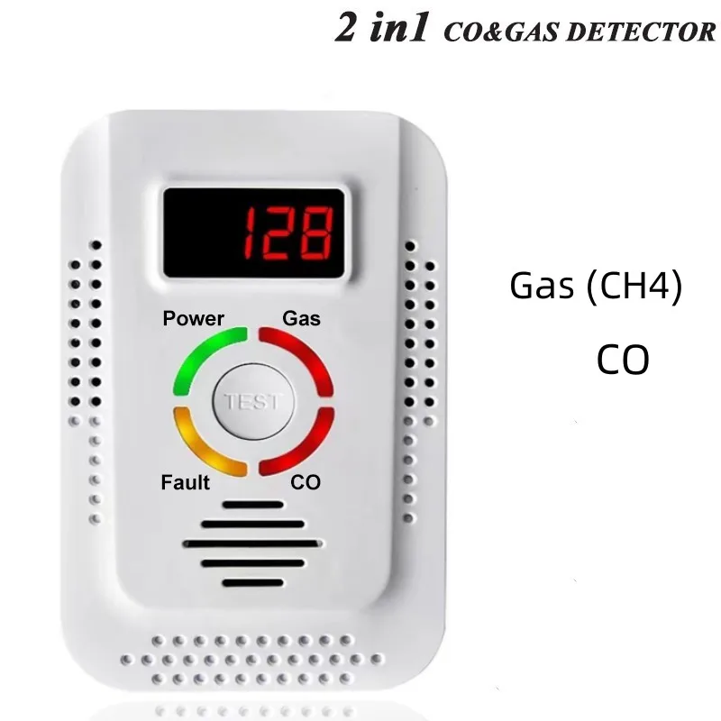 Rilevatore Di Gas Naturale 2 In1 E Rilevatore Di Co Di Monossido Di Carbonio, Monitor Rilevatore Di Perdite Di Gas Combustibile Per Co, Lng, Gpl, Meta