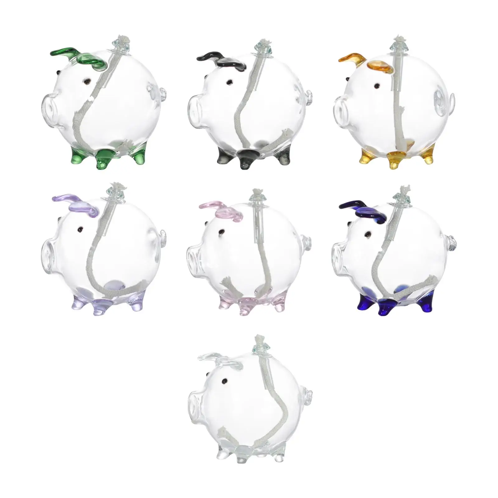 Cartoon Pig Oil Lamp Glass Household Cartoon Oil Burning Lamp Pigs Ornament Clear Oil Lamp For Desktop Decor Home Decoration