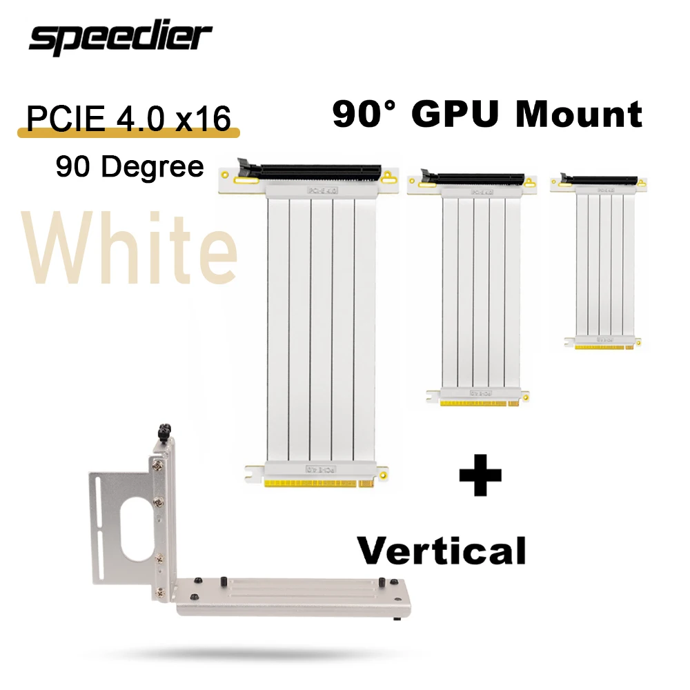 Riser Pcie Gen 4 16X Super Speed Graphics Riser Cable Gpu Expansion Pcie 4.0 X16 Connettore Ad Angolo Retto Per Gtx Rtx Rx White