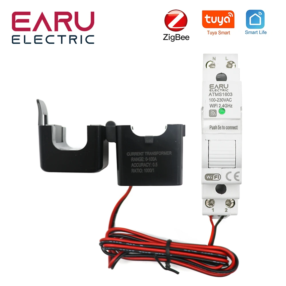 Tuya Smart Wifi Elettricità Kwh Meter Din Rail Monofase Ac 110V 240V 50A 63A Ct Ac Meter App Monitoraggio In Tempo Reale Potenza