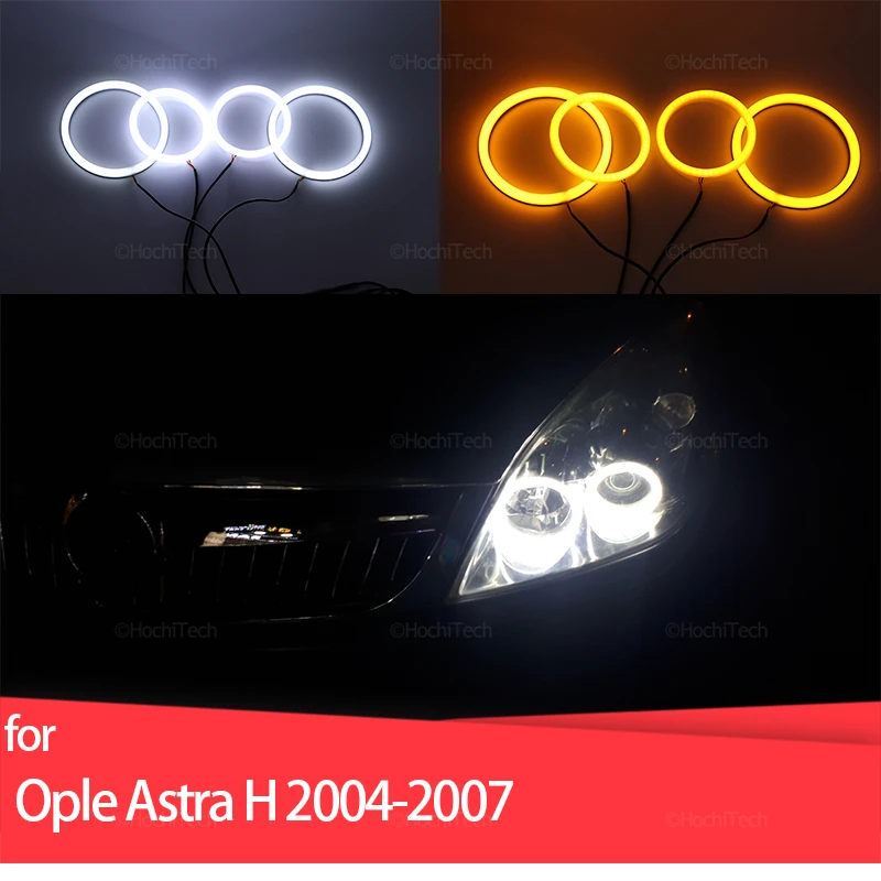 Doppio Colore Bianco Giallo Halo Rings Cotton Light Led Angel Eyes Kit Per Opel Astra H 2004-2007 Pre Facelift Faro Alogeno