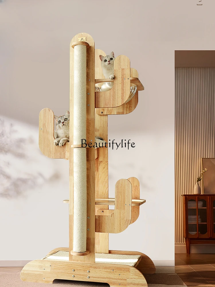Cute Exquisite Large Cat Climbing Frame Ragdoll Solid Wood Climbing Frame Cat Nest Tree Tiragraffi Integrato