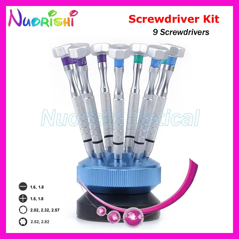 Ss2012B9 Nice Metal Glasses Eyeglass Watch Sunglass 9Pcs Cacciavite Cacciavite Set Kit Con Supporti In Alluminio