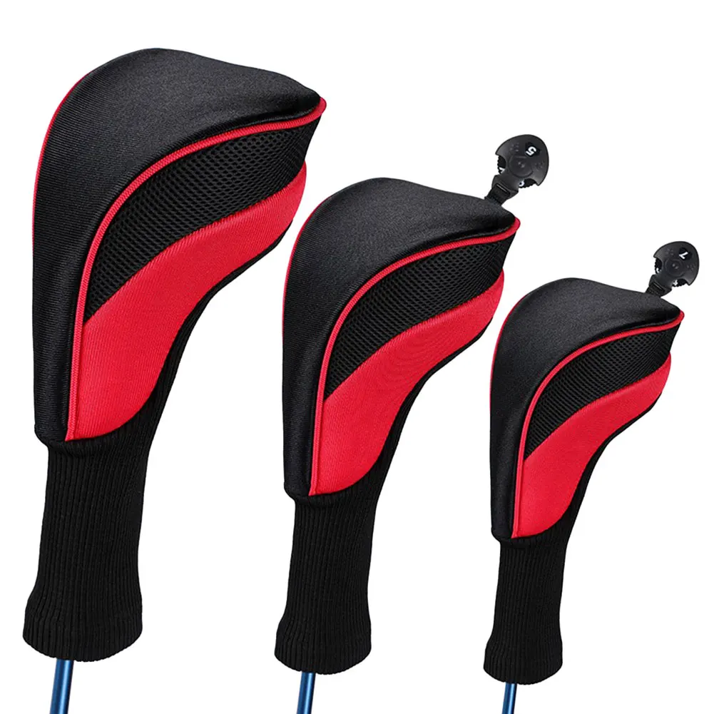 Golf Putter Head Covers 3Pcs Facile Da Usare Golf Rod Club Head Cover Parts Cap Tool No.1 3 5 Golf Cue Head Protection Tool Catazer